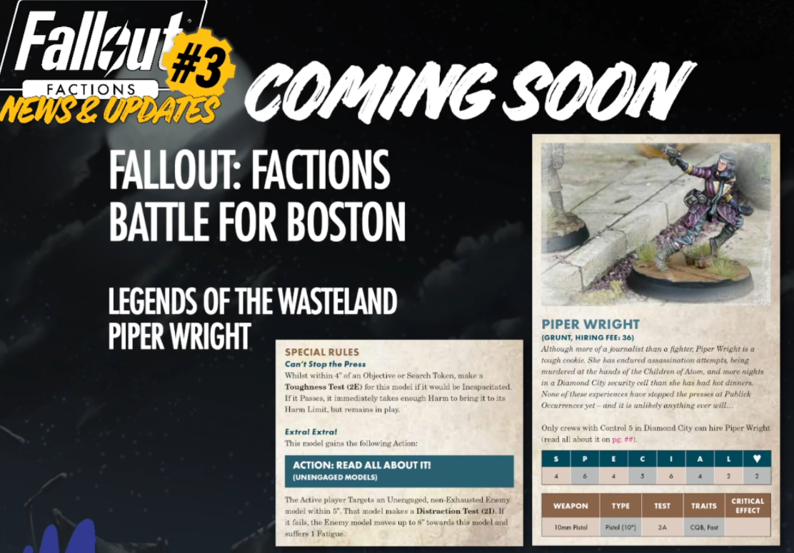 Fallout: Factions Regeln für Piper Wright